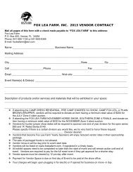 FOX LEA FARM. INC. 2013 VENDOR CONTRACT