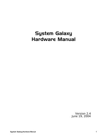 System Galaxy Hardware Manual - Galaxy Control Systems