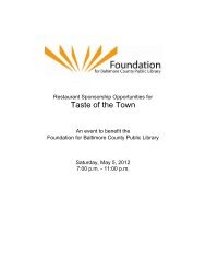 Foundation for Baltimore County Public Library - Restaurant ...