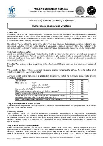 Hysterosalpingografické vyšetření - Fakultní nemocnice Ostrava