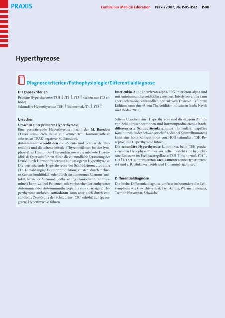 Hyperthyreose - Fortbildung - UniversitätsSpital Zürich