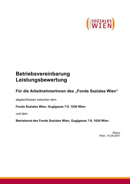 Betriebsvereinbarung Leistungsbewertung - fsg gemeinsam aktiv