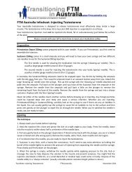 FTM Australia Infosheet: Injecting Testosterone