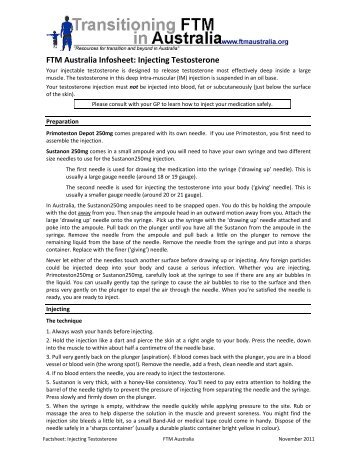 FTM Australia Infosheet: Injecting Testosterone