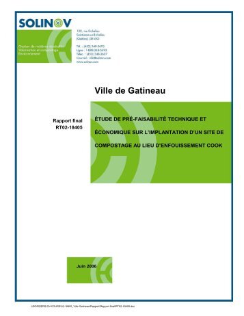 Étude de préfaisabilité technique et économique ... - Ville de Gatineau