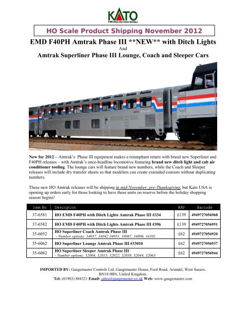 EMD F40PH Amtrak Phase III **NEW** with Ditch Lights