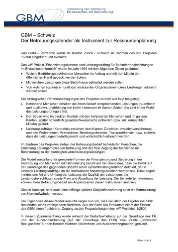 GBM – Schweiz Der Betreuungskalender als Instrument zur ...