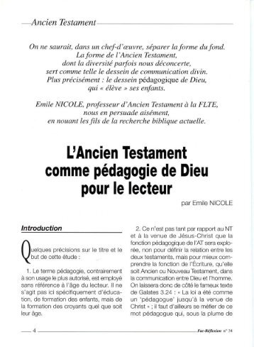 Ancien Testament - Faculté Libre de Théologie Évangélique