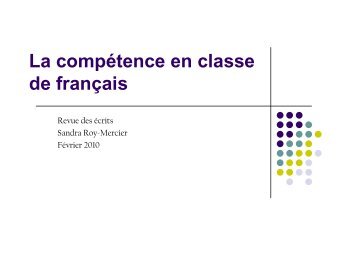 La compétence en classe de français - Faculté des sciences de l ...