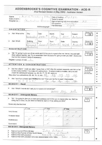 ACE-R [Australian] Training Video - Scoring Sheet