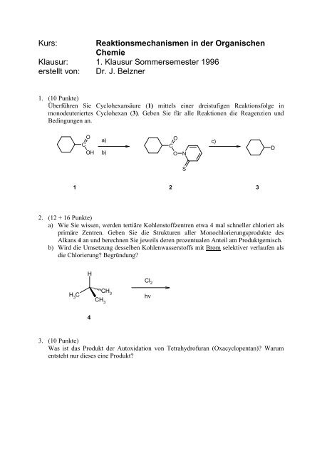 1. Klausur Sommersemester 1996 erstellt von: Dr. J. Belzner