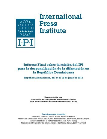 Informe Final sobre la misión del IPI para la despenalización de la ...