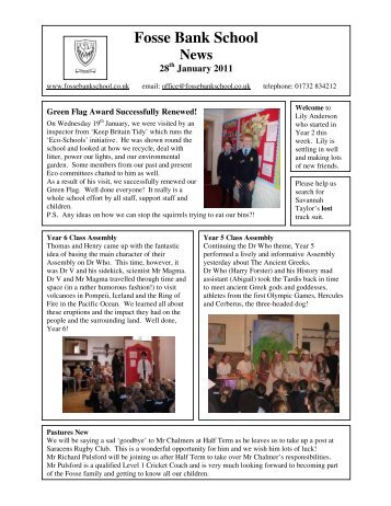 28th January 2011 Newsletter - Fosse Bank School