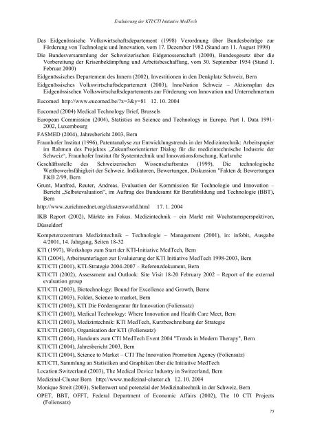 evaluierung der kti/cti initiative medtech 1998 – 2003 - fteval