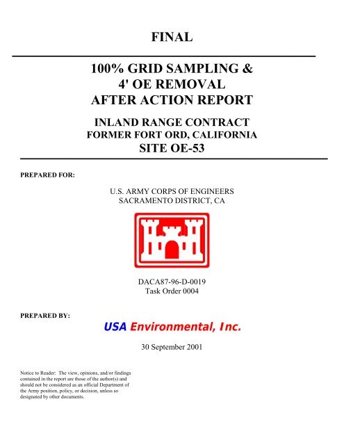 USA AAR?100% Grid Sampling/4' OE Removal - Former Fort Ord ...