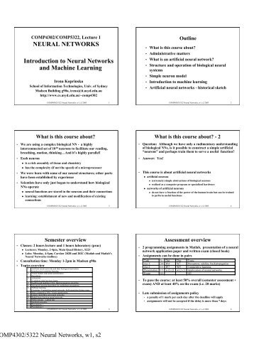 NEURAL NETWORKS Introduction to Neural Networks and Machine ...