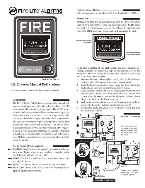 BG-12 Series Manual Pull Stations - Fire-Lite Alarms