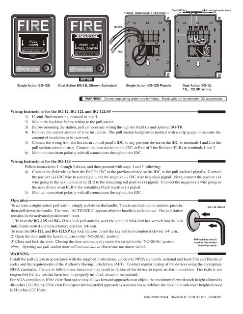 BG-12 Series Manual Pull Stations - Fire-Lite Alarms