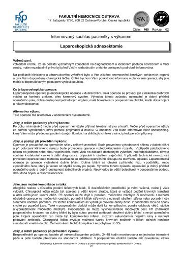 Laparoskopická adnexektomie - Fakultní nemocnice Ostrava
