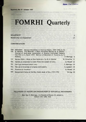 FOMRHI Quarterly