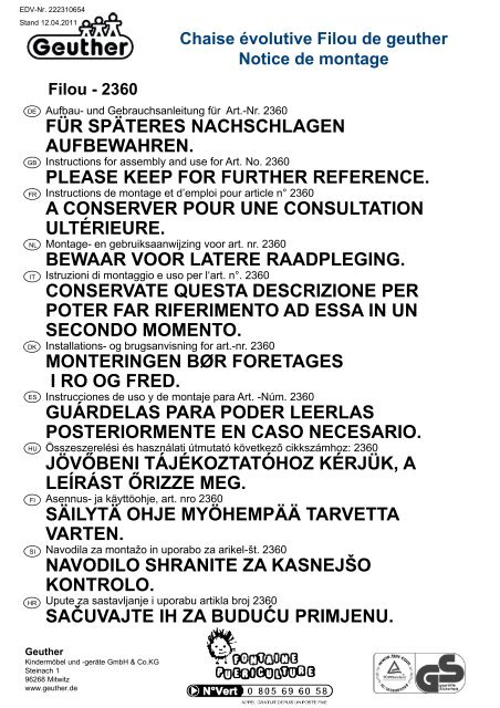 Chaise Filou Geuther Notice De Montage Chaise Filou Geuther Notice De Montage