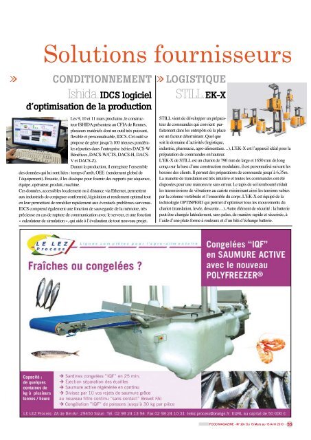 CES FREINS QUI PLOMBENT L'INDUSTRIE - FOOD MAGAZINE