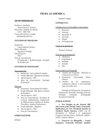 Prof. Juan Francisco Arminio - Departamento de Ciencias de la ...