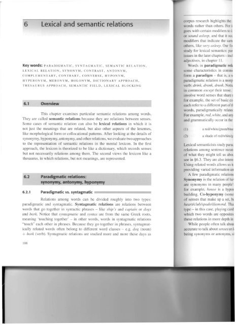 lexical and semantie relations