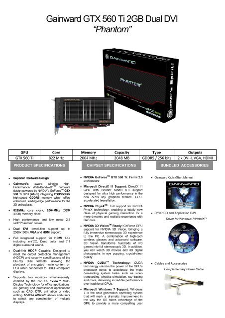 Gainward GTX 560 Ti 2GB Dual DVI “Phantom”