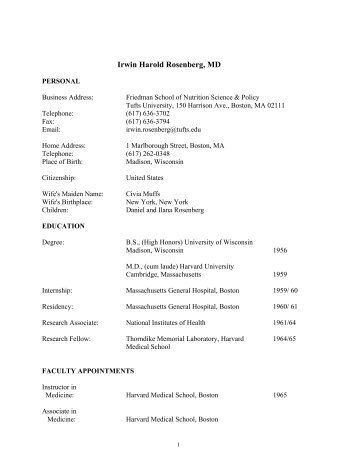 Irwin Harold Rosenberg, MD - Friedman Diabetes Institute