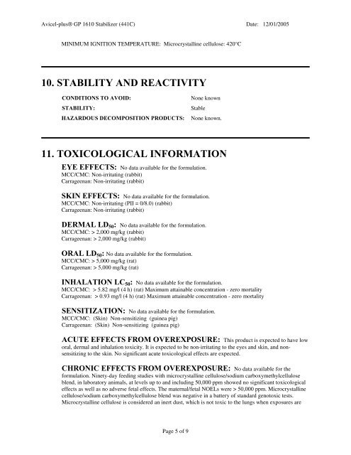 Avicel-plus® GP 1610 Stabilizer - FMC Corporation