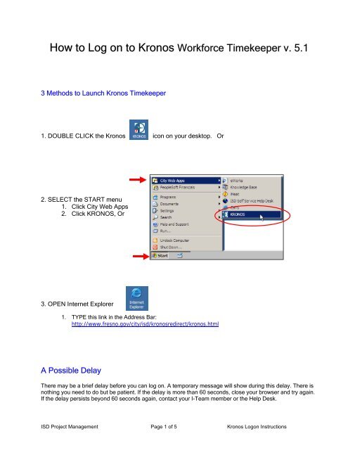 Kronos Log On Instructions - City of Fresno