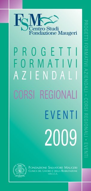 Progetti formativi aziendali, Corsi regionali, Eventi 2009
