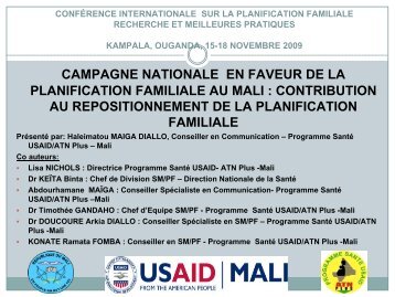 campagne nationale en faveur de la planification familiale au mali