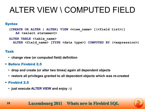 New SQL Features in Firebird