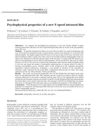 Psychophysical properties of a new F-speed intraoral film