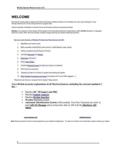 MaxSea Operator Manual version 12.6 - Furuno USA