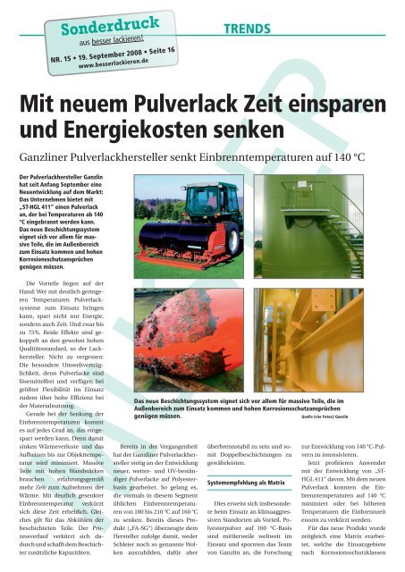 September 2008 (PDF) - Ganzlin Beschichtungspulver GmbH
