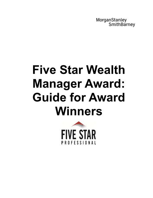 Five Star Wealth Manager Award: Guide for Award Winners