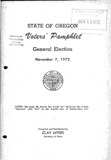 Oregon Voters' Pamphlet, General Election, November 2, 1972