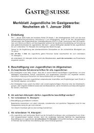 Merkblatt Jugendliche im Gastgewerbe - GastroSuisse