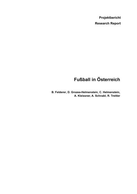 Eine Studie im Auftrag des Österreichischen Fussball-Bundes