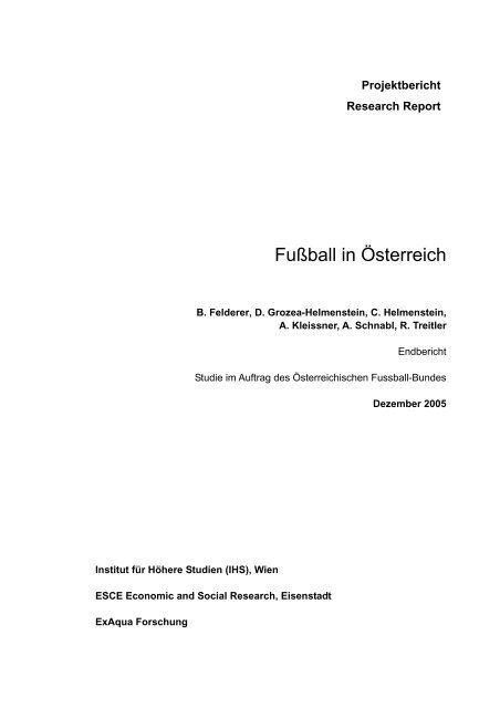 Eine Studie im Auftrag des Österreichischen Fussball-Bundes