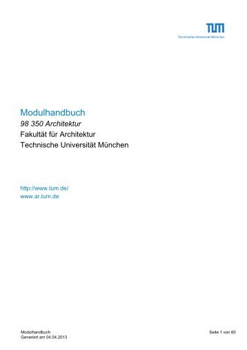 Modulhandbuch - Fakultät für Architektur - Technische Universität ...