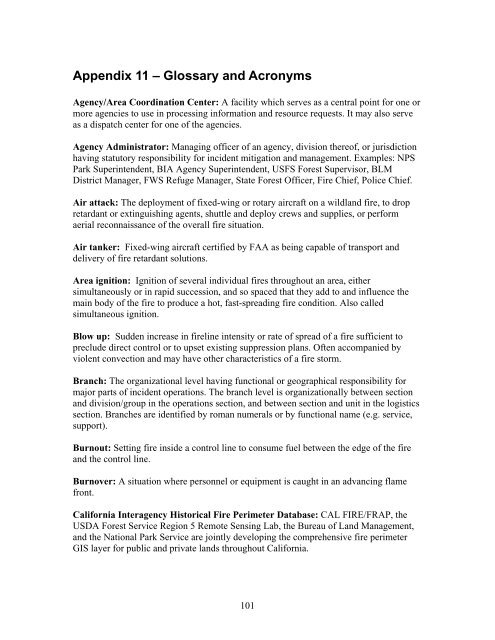 Appendix 11 – Glossary and Acronyms - Cal Fire