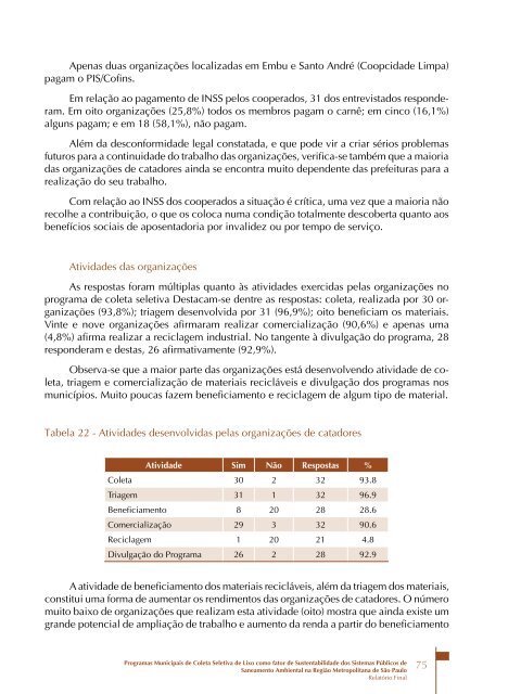 Programas Municipais de Coleta Seletiva de Lixo como - Funasa