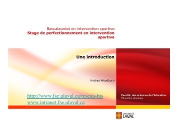 Les objectifs du stage de perfectionnement - Faculté des sciences ...