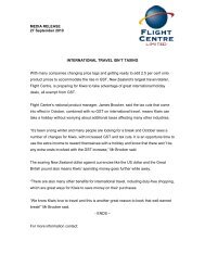 MEDIA RELEASE - Flight Centre NZ