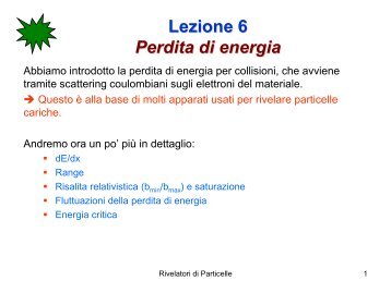 Lezione 6 Perdita di energia - Fisica