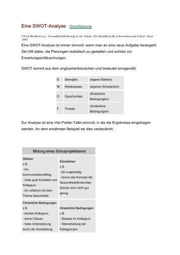 Eine SWOT-Analyse Druckfassung - GanzTag in NRW